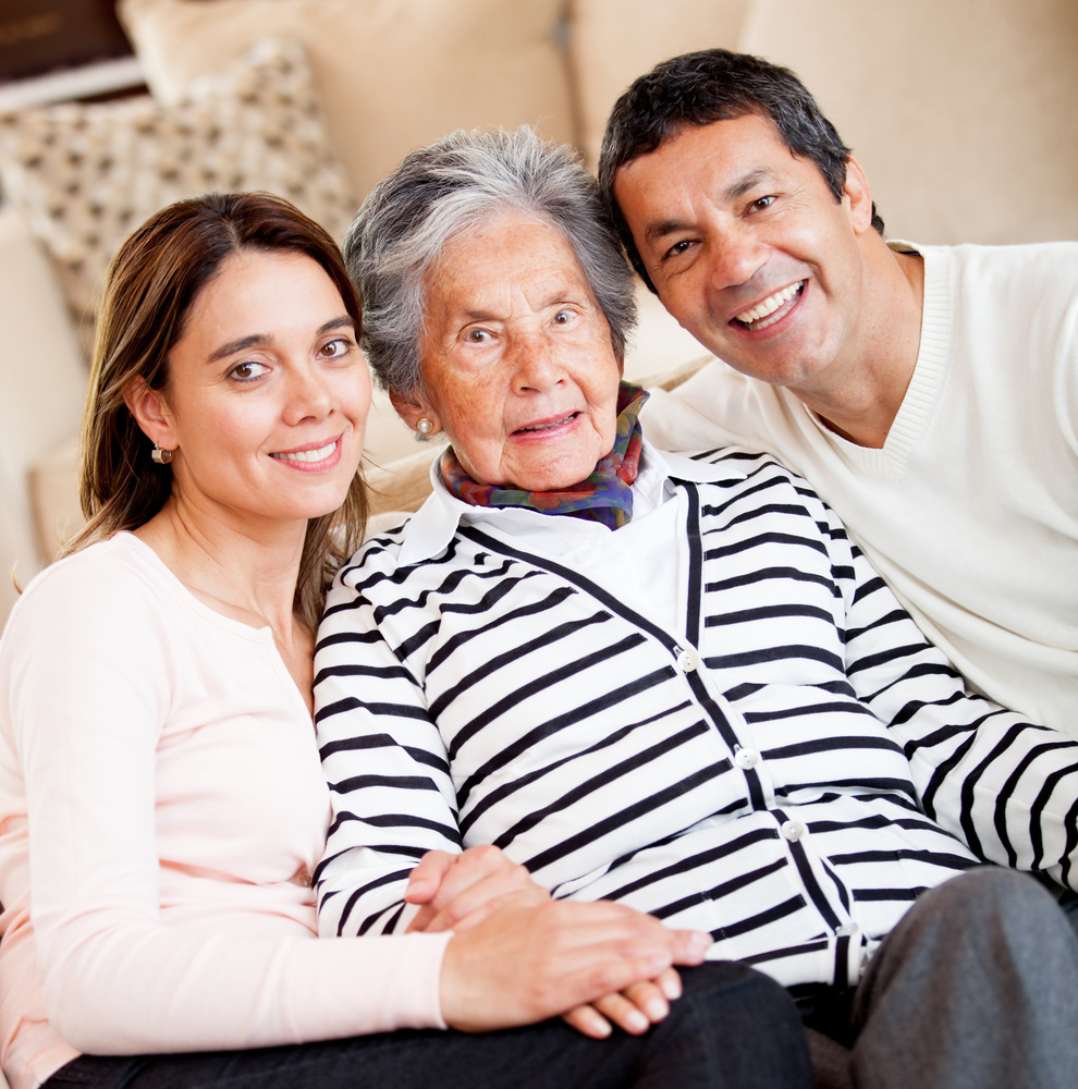 Lovely portrait of a grandmother with her family at home